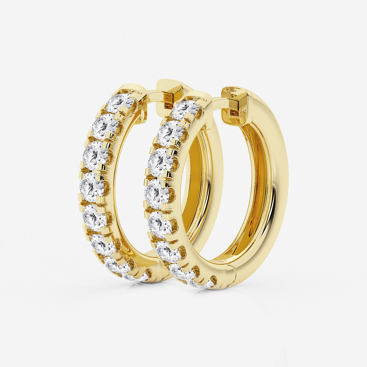 Additional Image 1 for  2 ctw Round Lab Grown Diamond French Pave Hoop Earrings