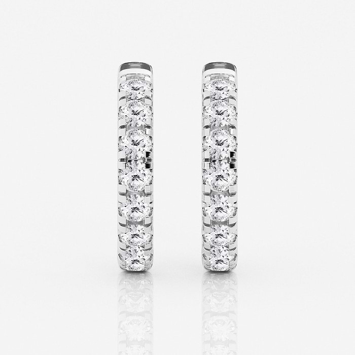2 ctw Round Lab Grown Diamond French Pave Hoop Earrings