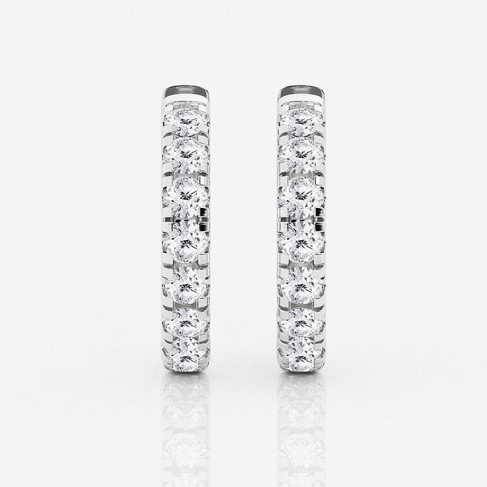 2 ctw Round Lab Grown Diamond French Pave Hoop Earrings