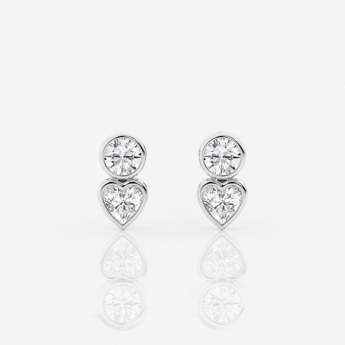 1 ctw Round and Heart Lab Grown Diamond Two Stone Stud Earrings