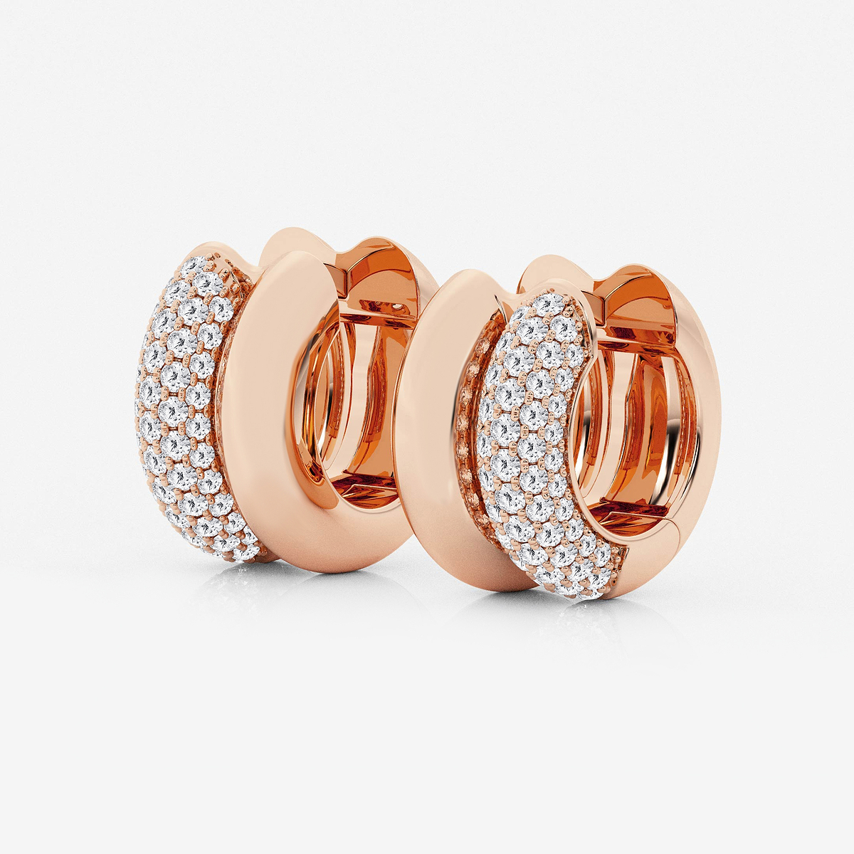 Additional Image 1 for  1 ctw Round Lab Grown Diamond High Polish Double Hoop Earrings