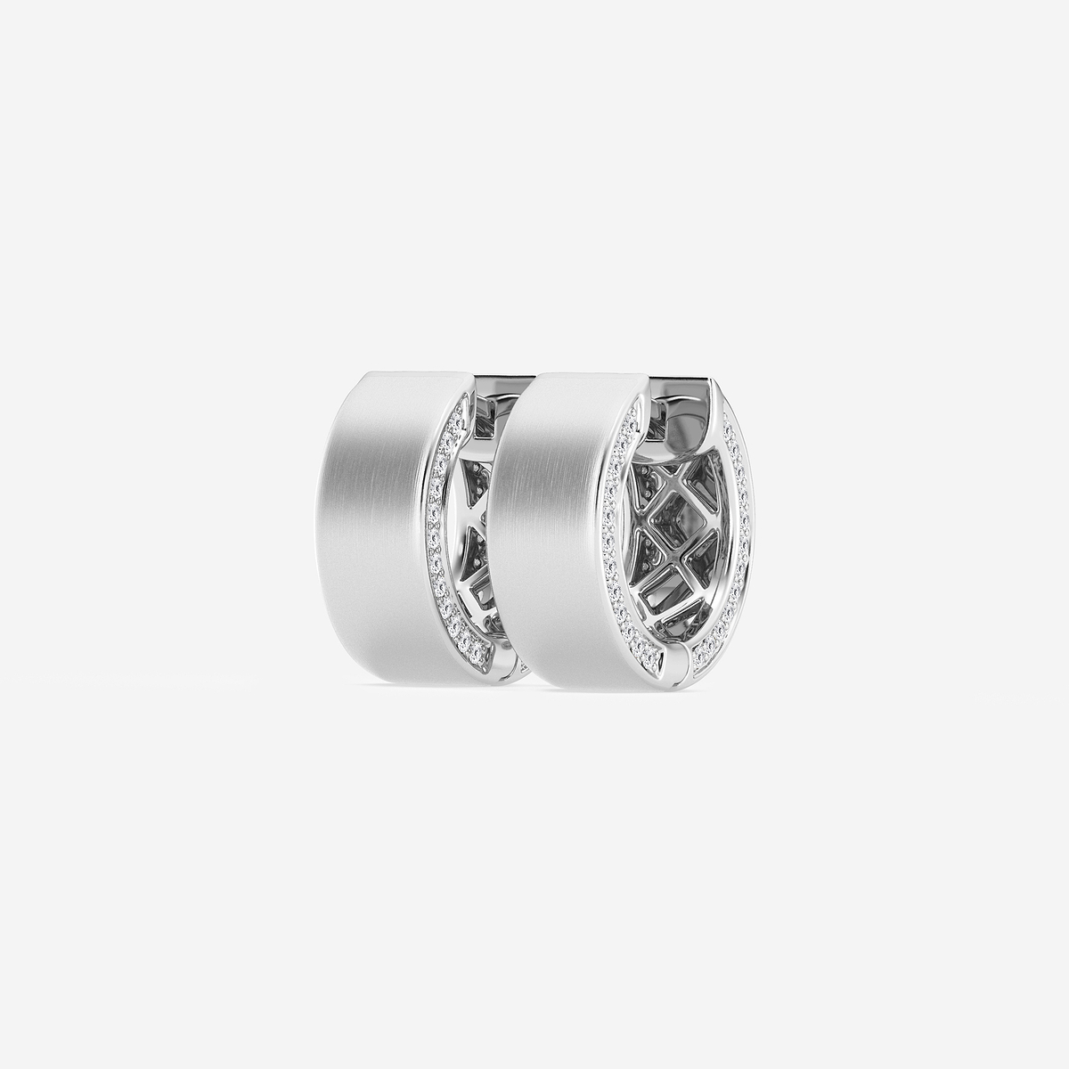 Additional Image 1 for  2/5 ctw Round Lab Grown Diamond  Hoop Earrings- Satin Finish