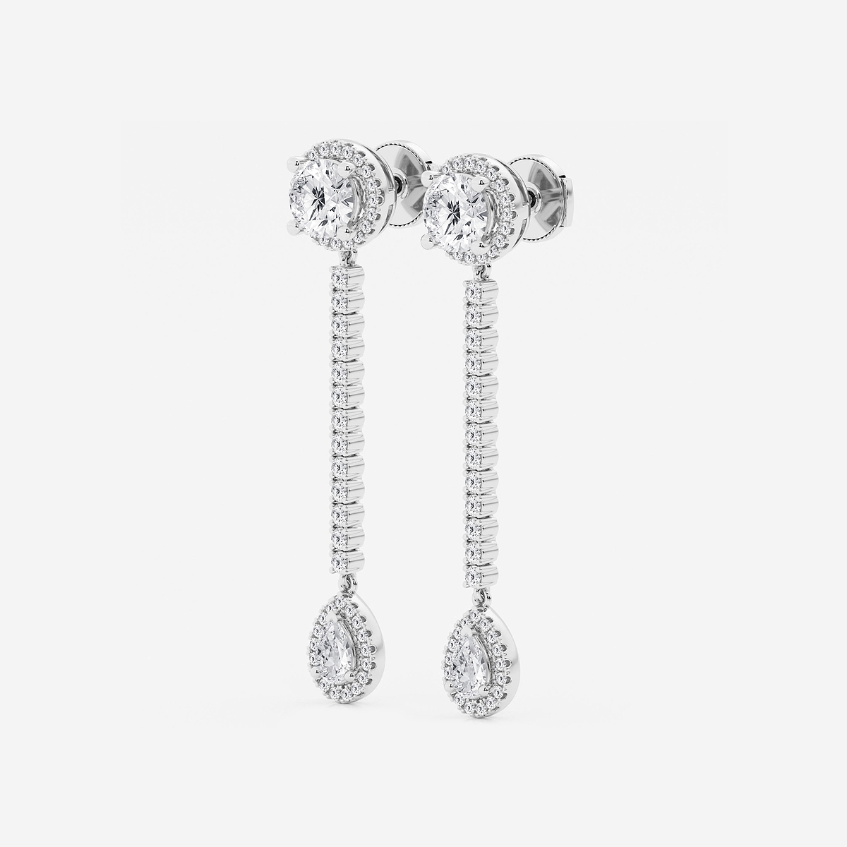 Additional Image 1 for  3 ctw Multi-Shape Lab Grown Diamond Halo Drop Earrings