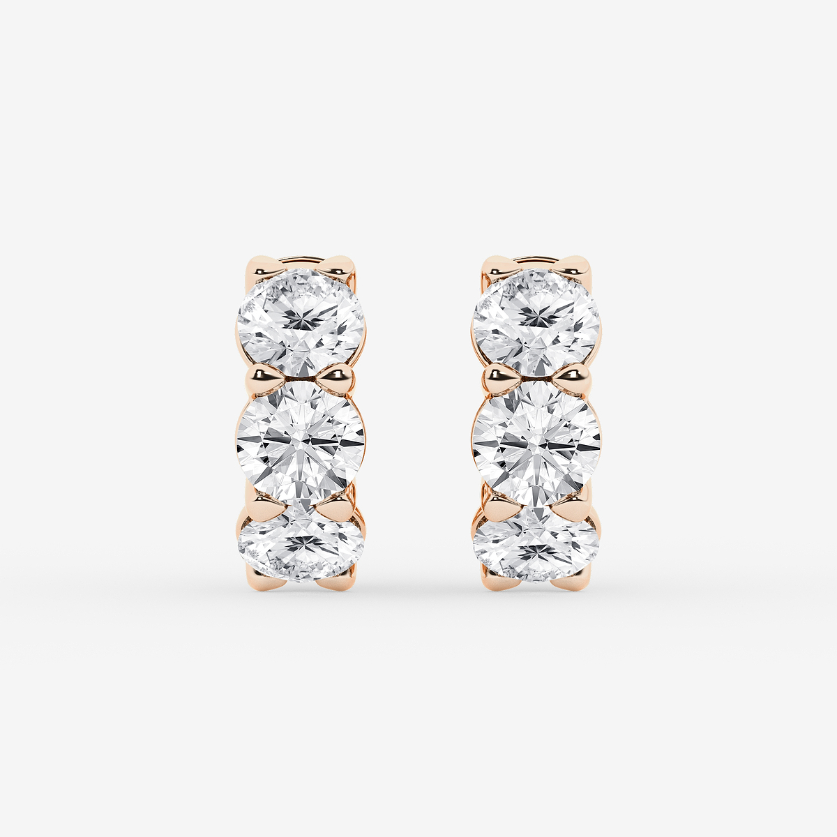 5 ctw Round Lab Grown Diamond Huggie Hoop Earrings
