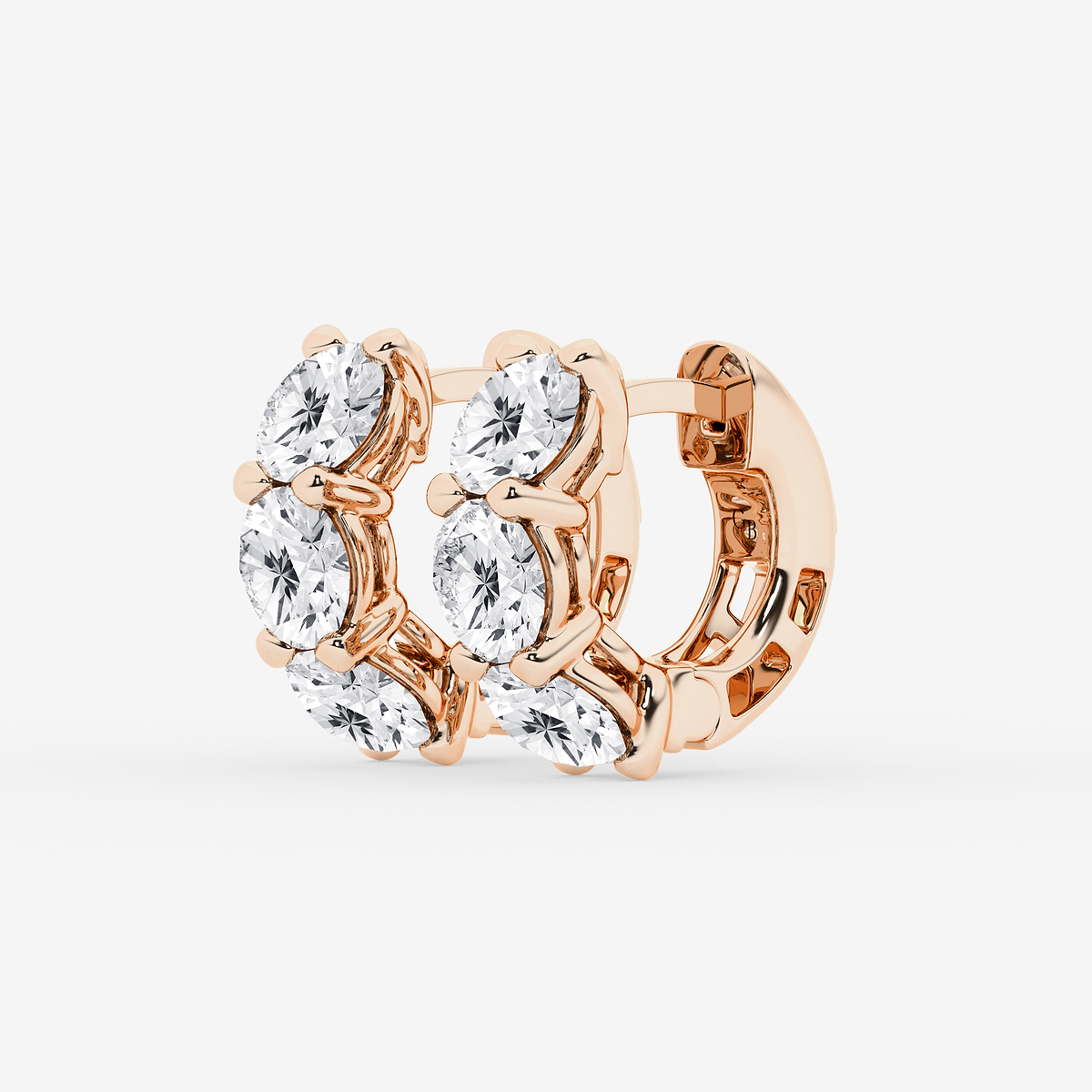Additional Image 1 for  5 ctw Round Lab Grown Diamond Huggie Hoop Earrings