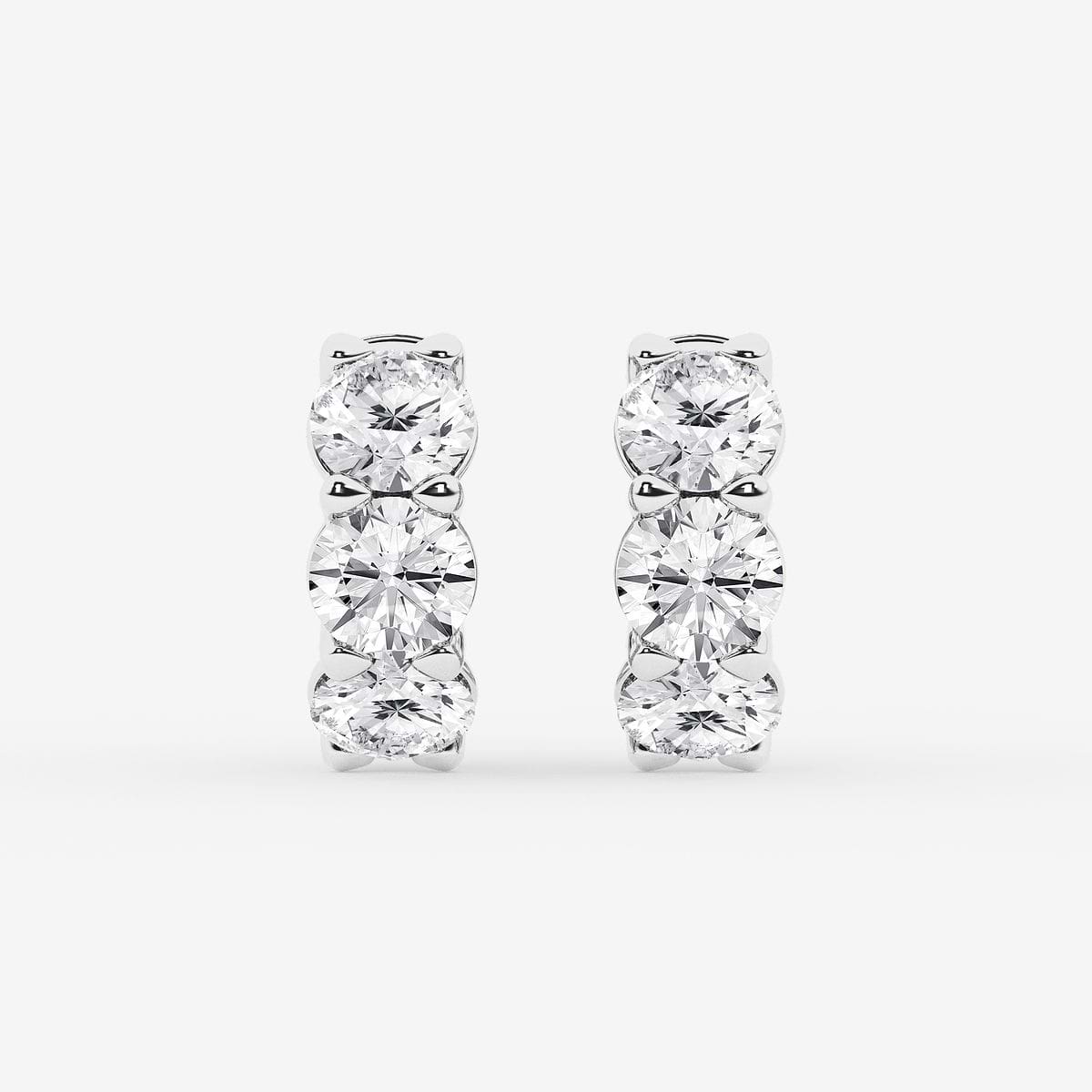5 ctw Round Lab Grown Diamond Huggie Hoop Earrings 14K White Gold, FG, VS2+