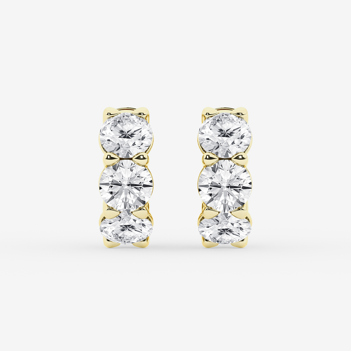 5 ctw Round Lab Grown Diamond Huggie Hoop Earrings