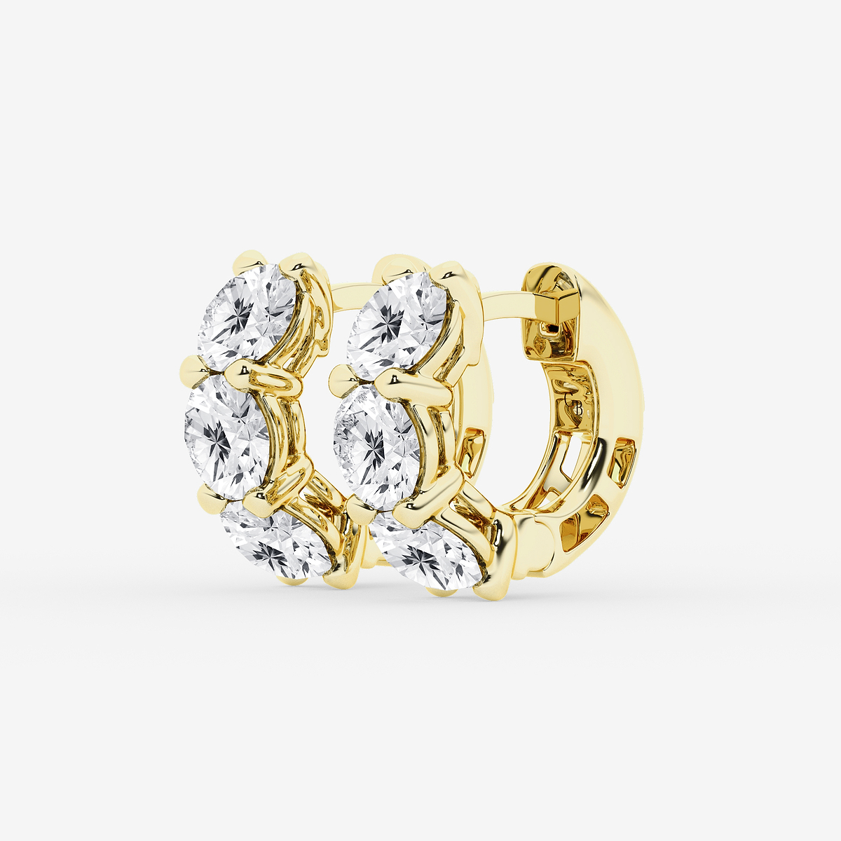 Additional Image 1 for  5 ctw Round Lab Grown Diamond Huggie Hoop Earrings