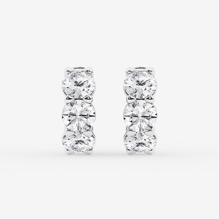 Round Huggie Hoops - 5 ctw Round Lab Grown Diamond Huggie Hoop Earrings