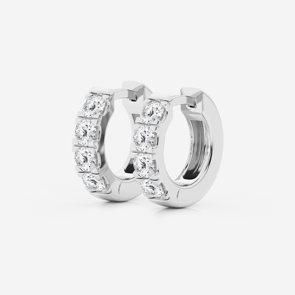 Additional Image 1 for  1 ctw Round Lab Grown Diamond Hoop Earrings