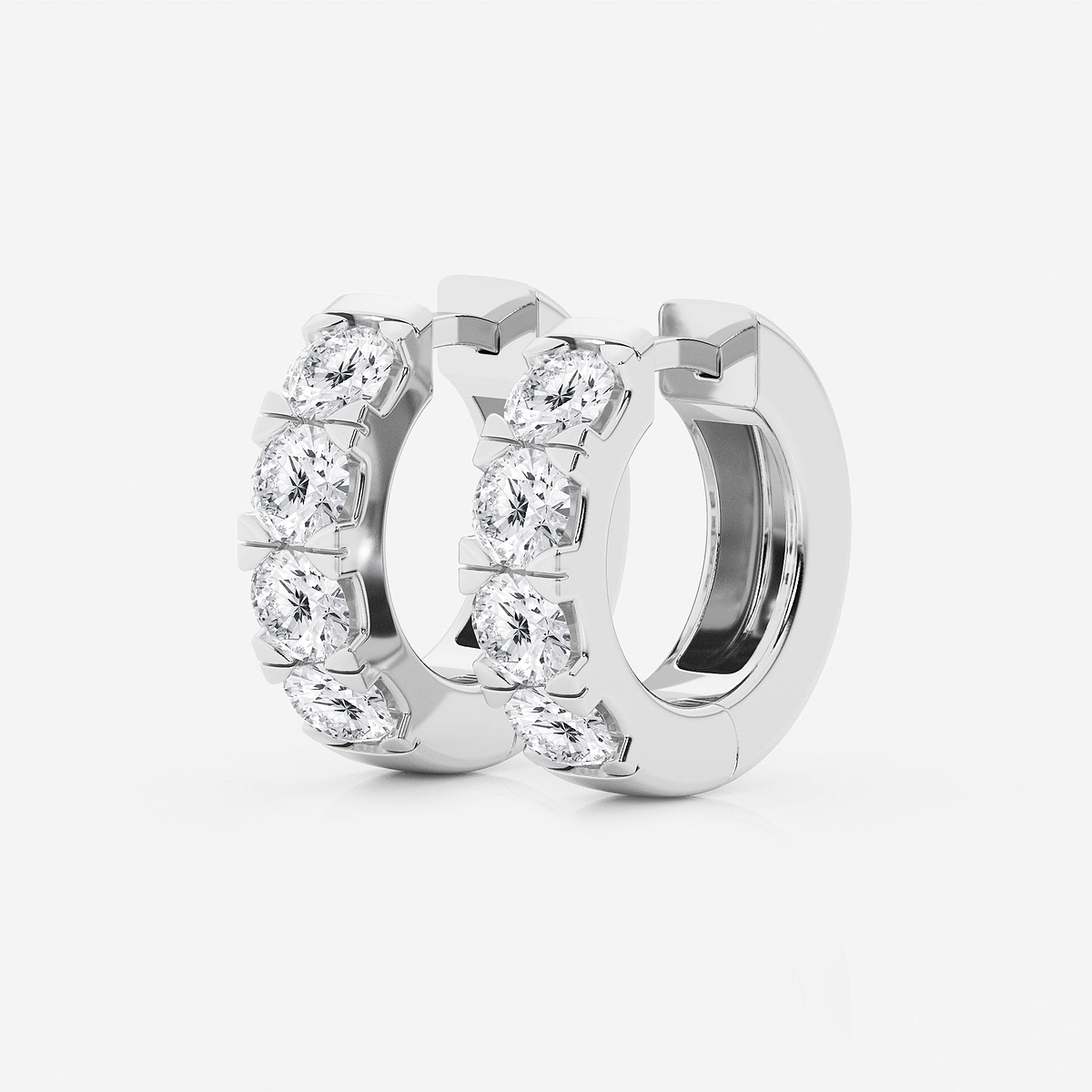 Additional Image 1 for  2 ctw Round Lab Grown Diamond Hoop Earrings