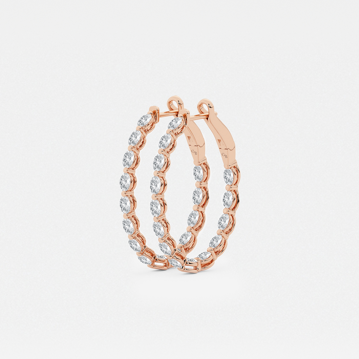 Additional Image 1 for  3 ctw Oval Lab Grown Diamond Inside Out Hoop Earrings