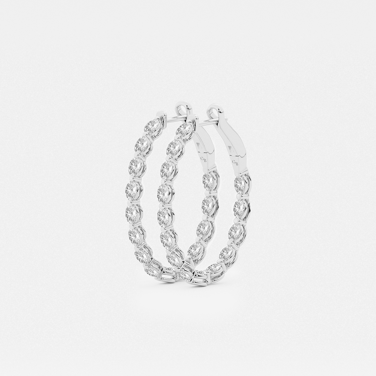 Additional Image 1 for  3 ctw Oval Lab Grown Diamond Inside Out Hoop Earrings