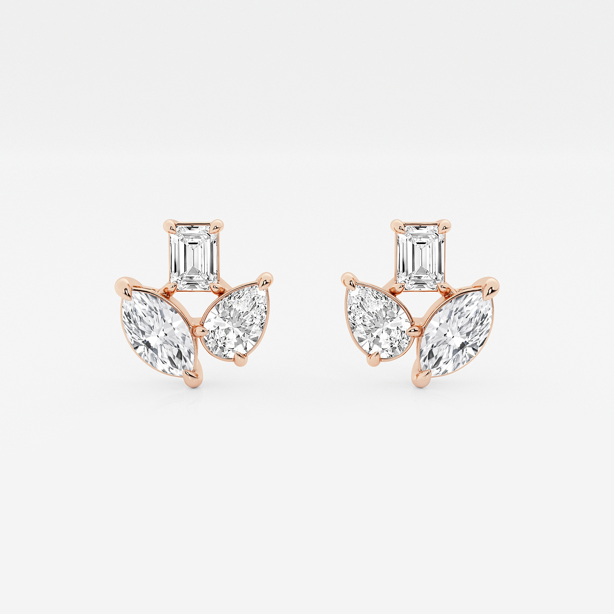1 2/3 ctw Mosaic Three Stone Fan Earrings