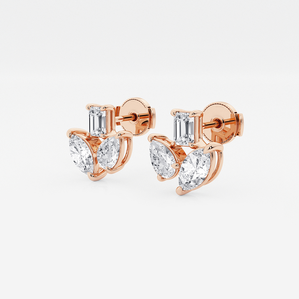 Additional Image 1 for  1 2/3 ctw Mosaic Three Stone Fan Earrings