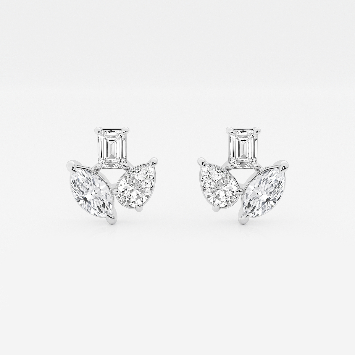 1 2/3 ctw Mosaic Three Stone Fan Earrings