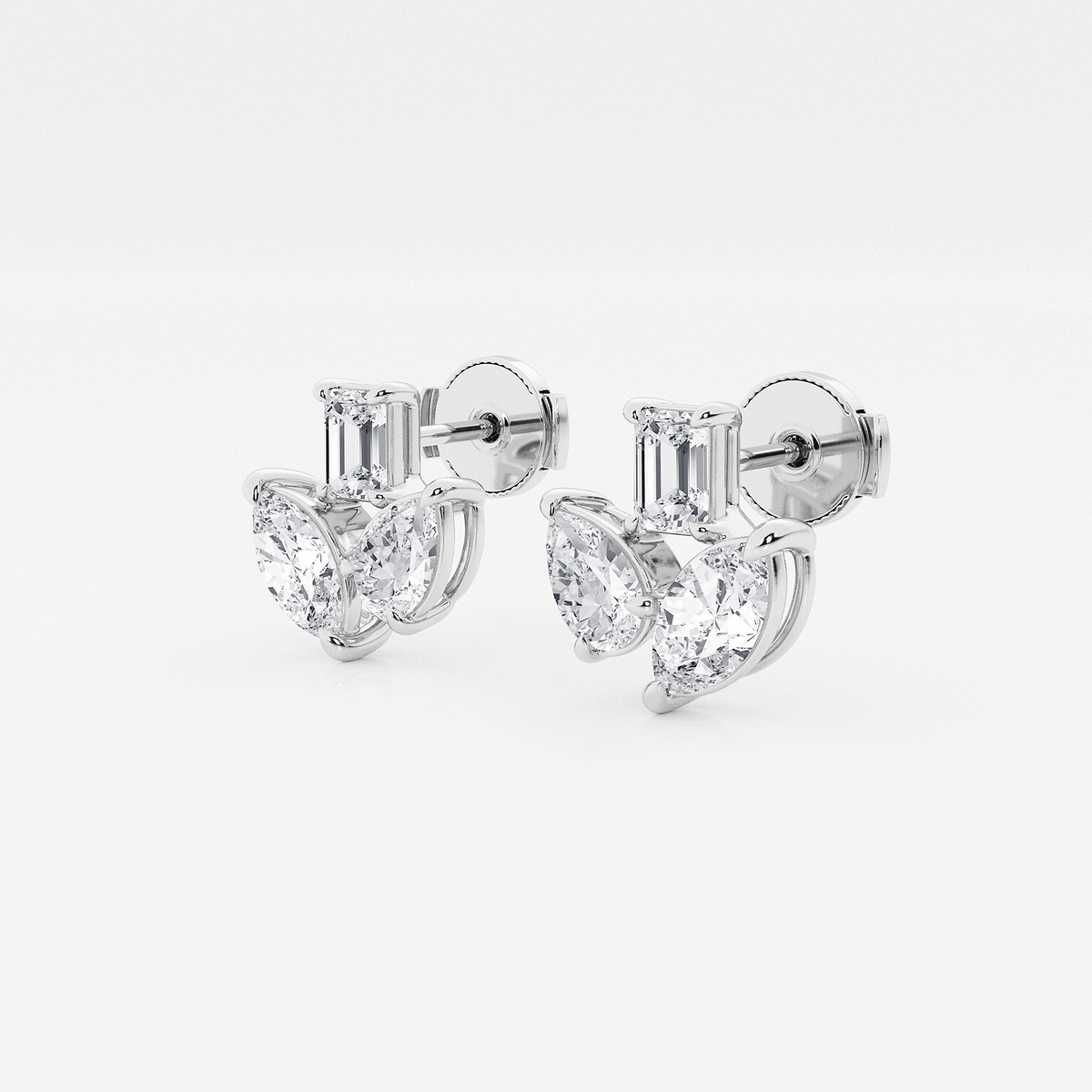 Additional Image 1 for  1 2/3 ctw Mosaic Three Stone Fan Earrings