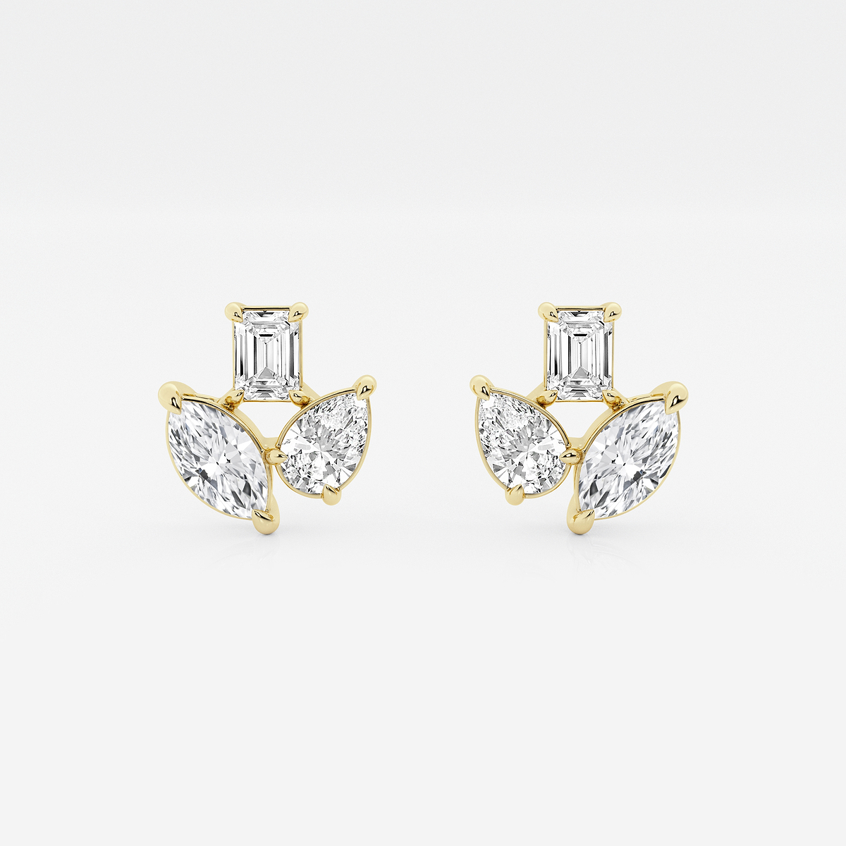 1 2/3 ctw Mosaic Three Stone Fan Earrings