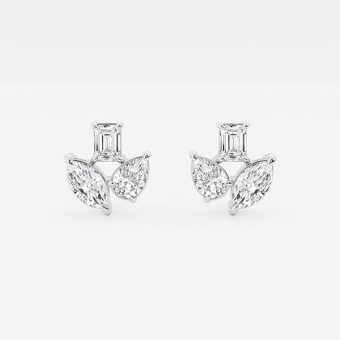 Mosaic Three Stone Fan Earrings