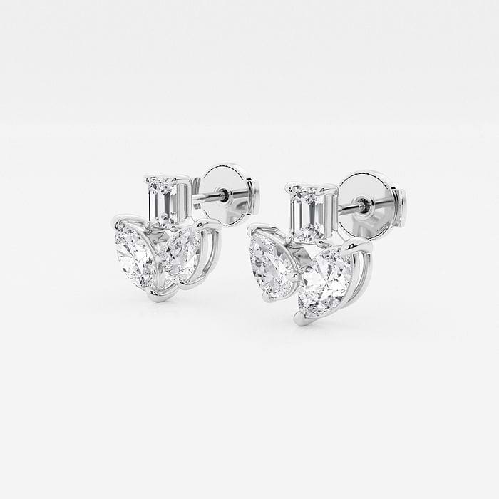 Mosaic Three Stone Fan Earrings