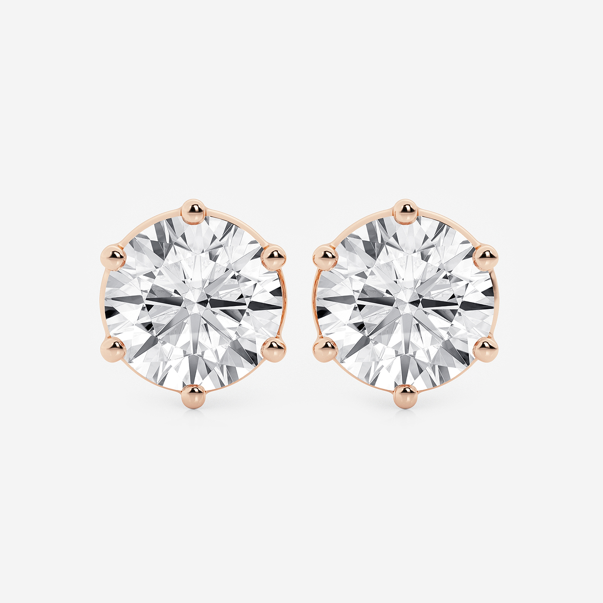 8 ctw Round Colorless Lab Grown Diamond Six Prong Stud Earrings