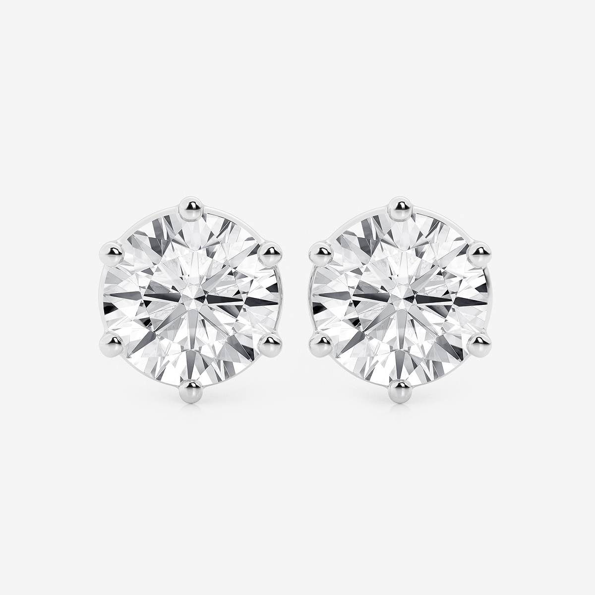 8 ctw Round Colorless Lab Grown Diamond Six Prong Stud Earrings