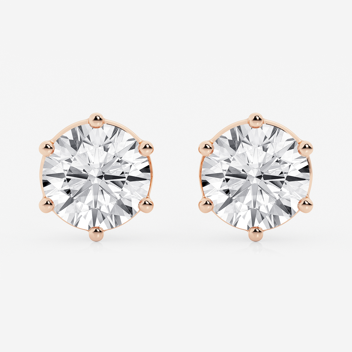 10 ctw Round Colorless Lab Grown Diamond Six Prong Stud Earrings