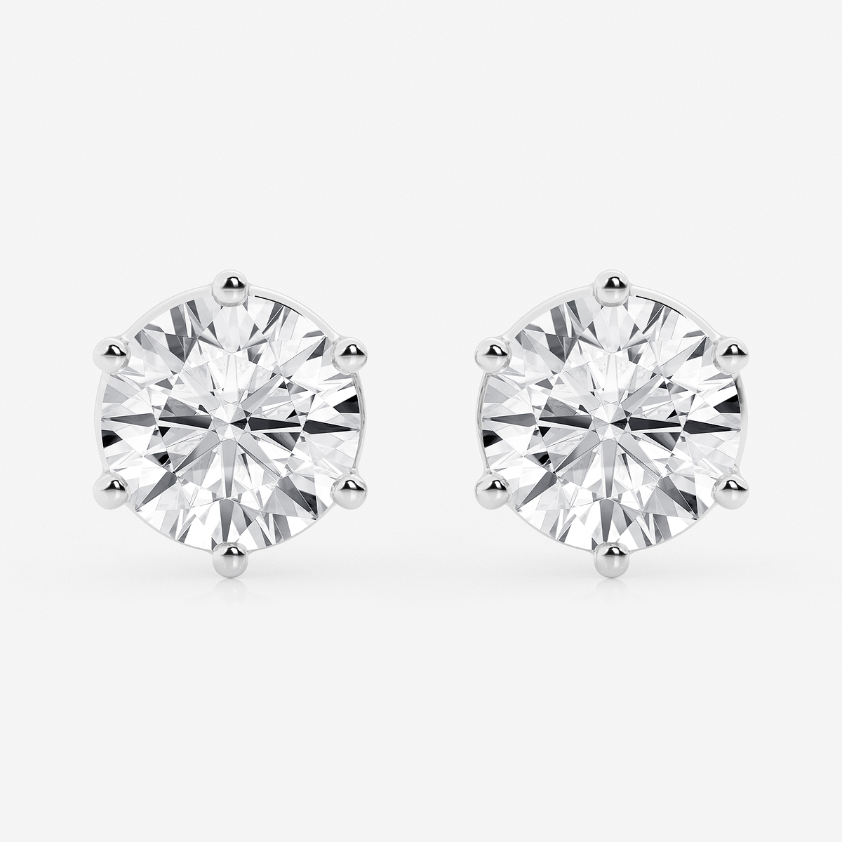 10 ctw Round Colorless Lab Grown Diamond Six Prong Stud Earrings