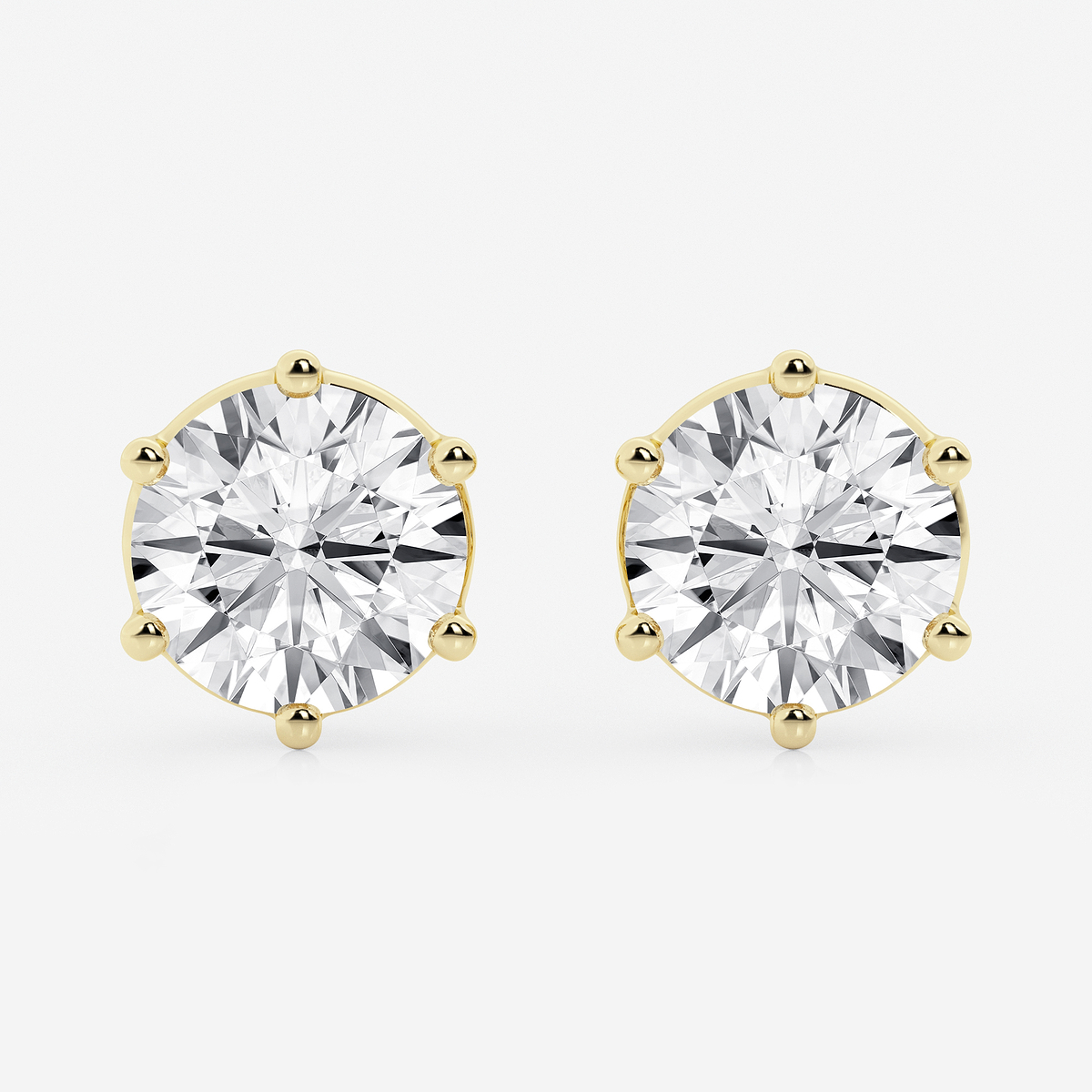 10 ctw Round Colorless Lab Grown Diamond Six Prong Stud Earrings