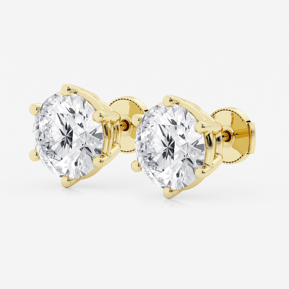 Additional Image 1 for  10 ctw Round Colorless Lab Grown Diamond Six Prong Stud Earrings
