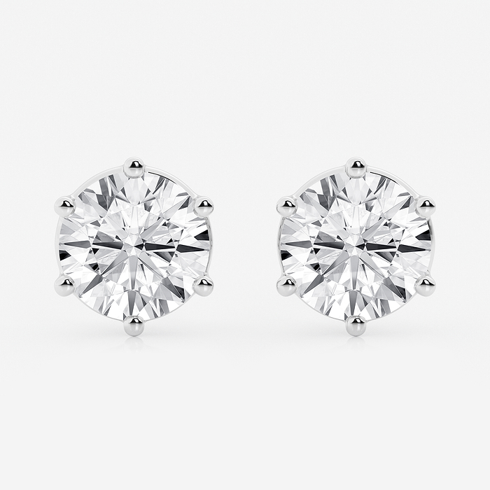6 Prong Round Studs