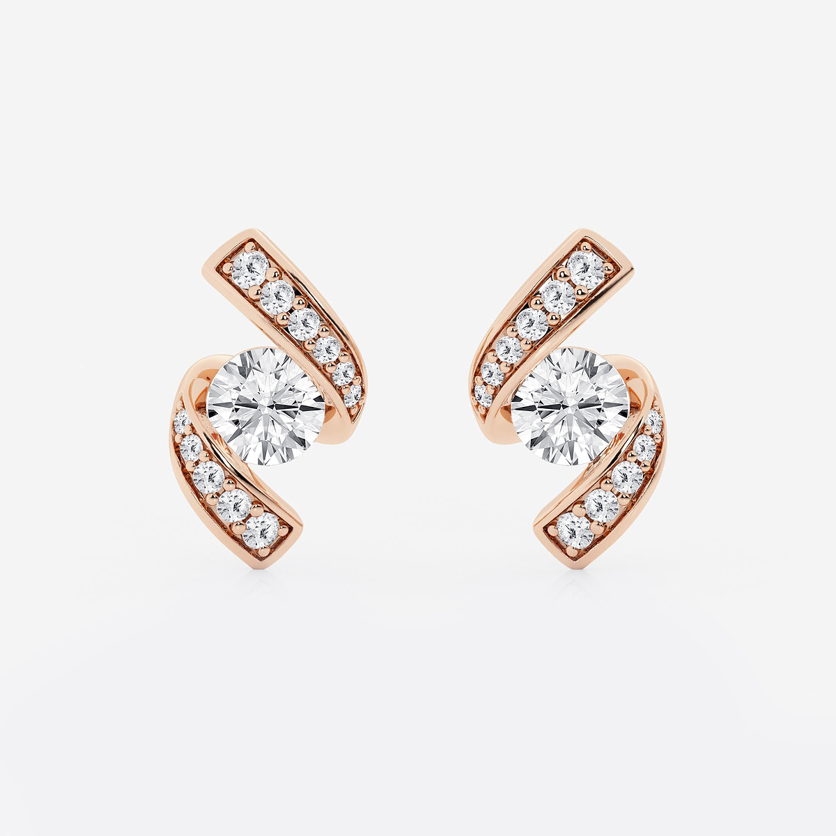1 1/4 ctw Curve Wave Earrings