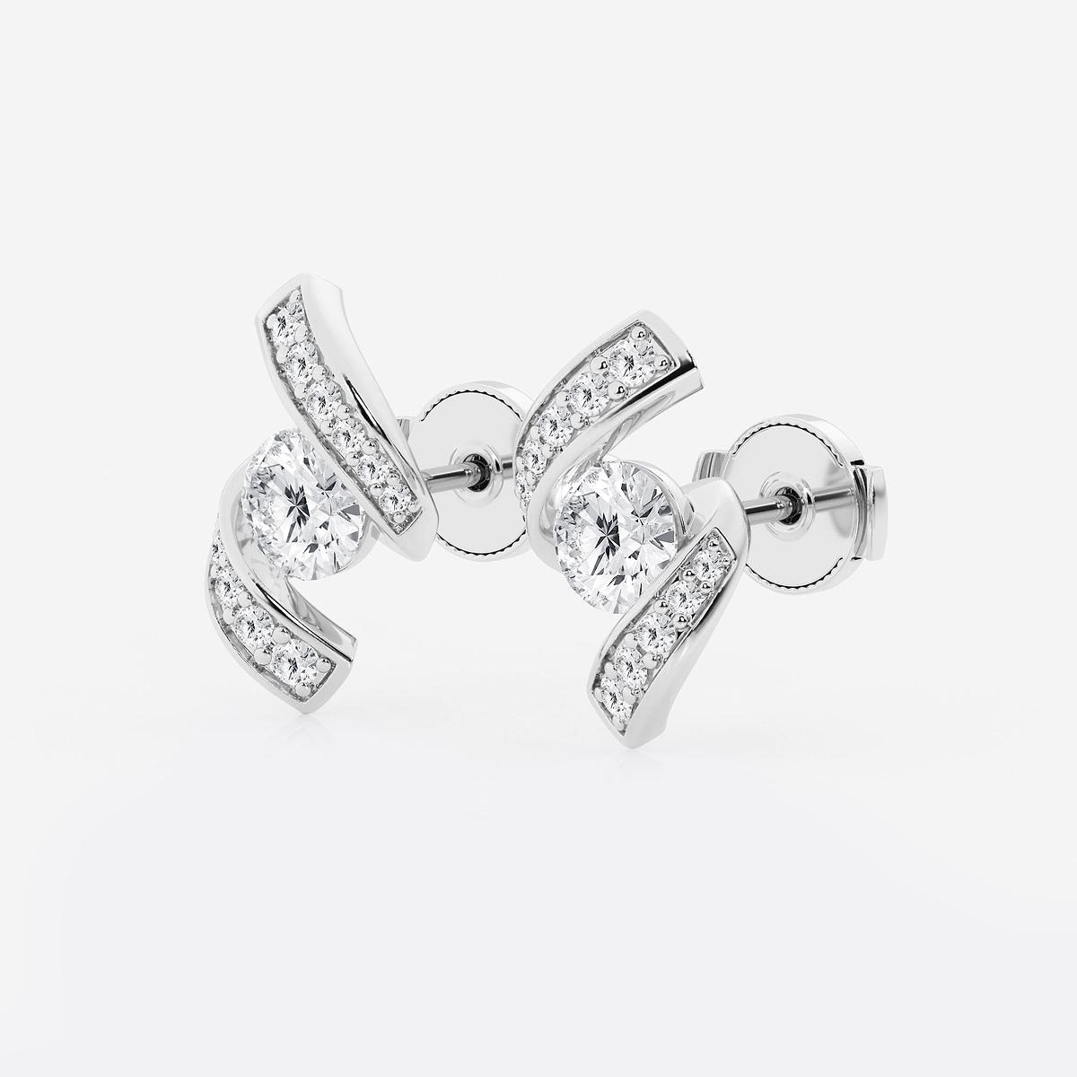 Additional Image 1 for  1 1/4 ctw Curve Wave Earrings