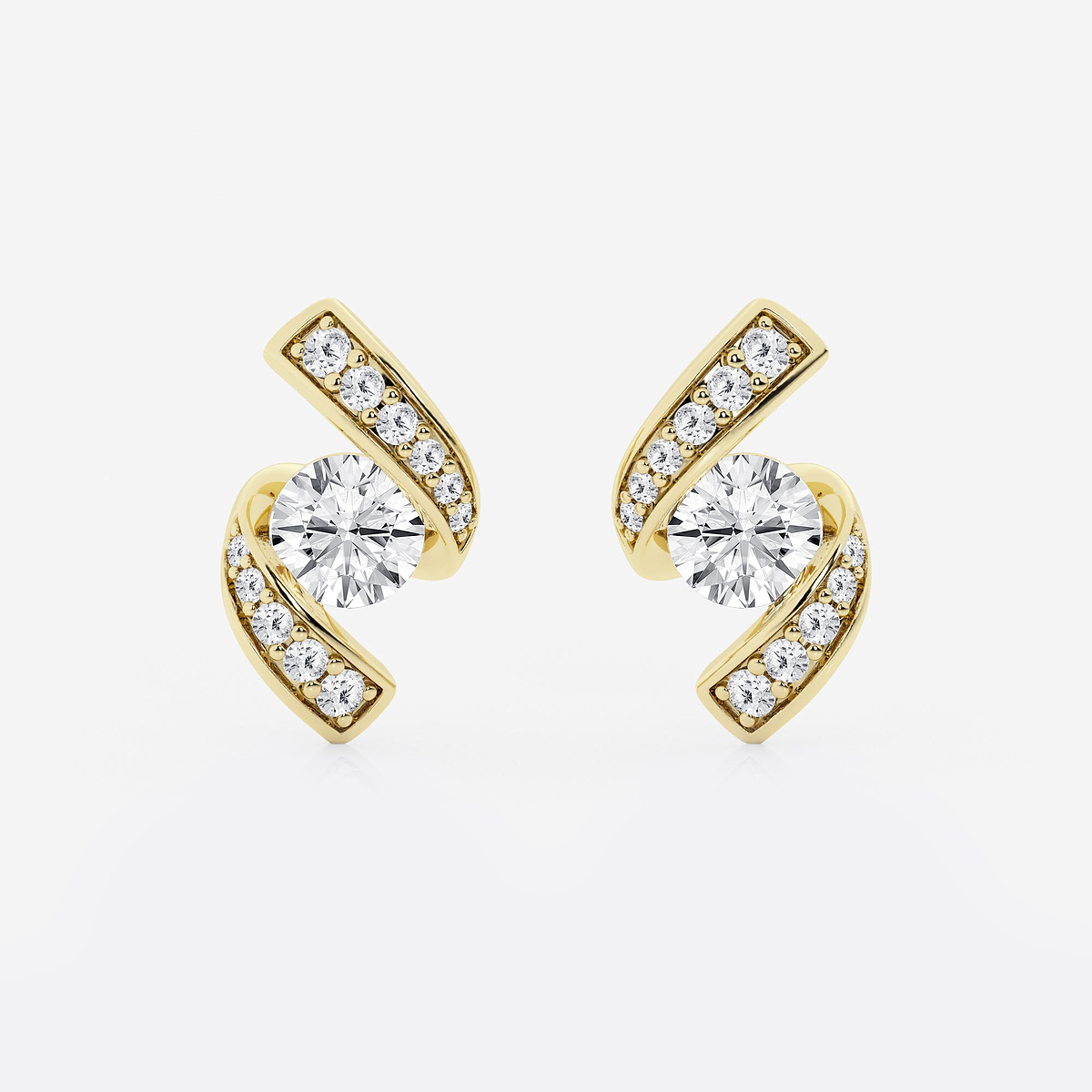 1 1/4 ctw Curve Wave Earrings