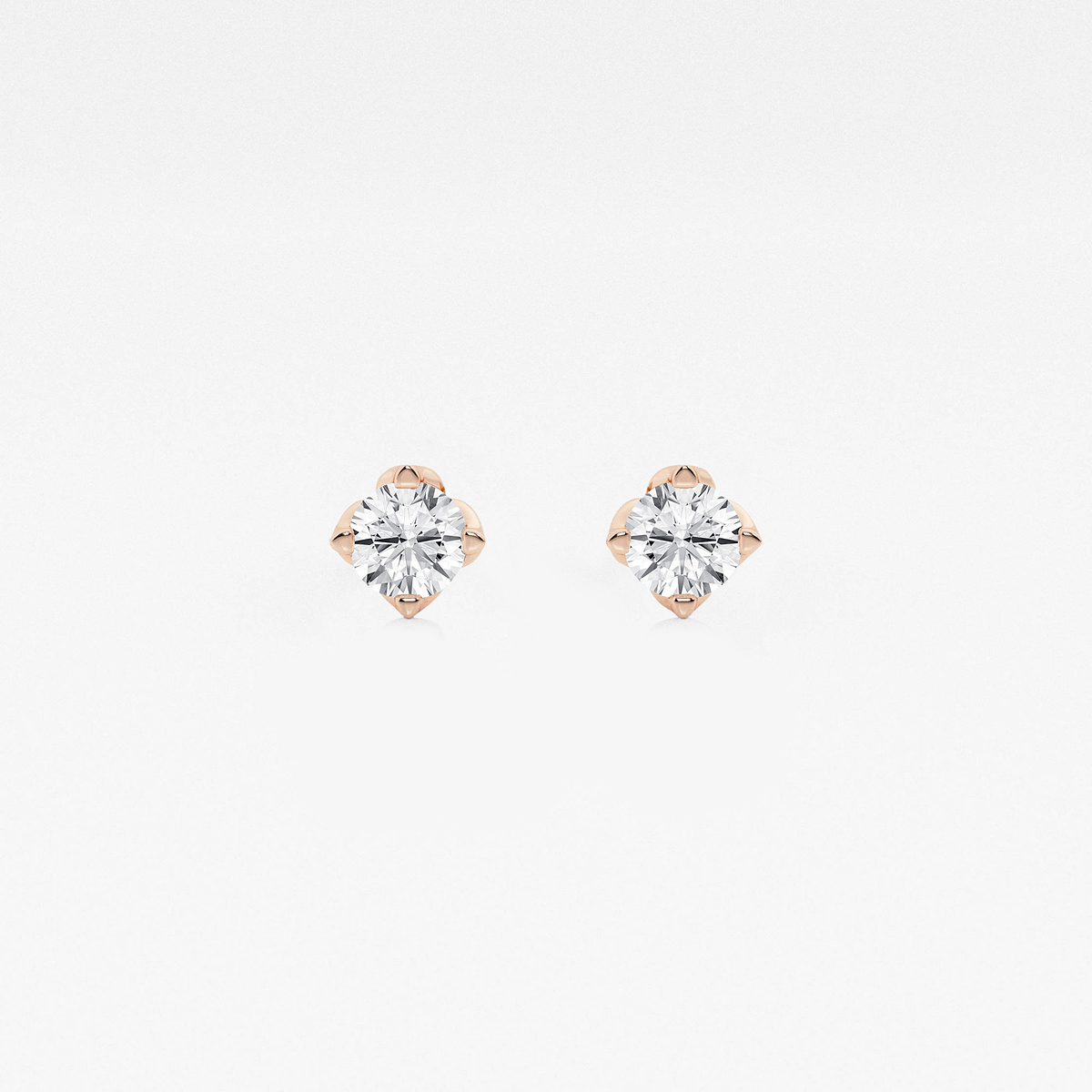 1/2 ctw Round Lab Grown Diamond Flower Petal Solitaire Stud Earrings