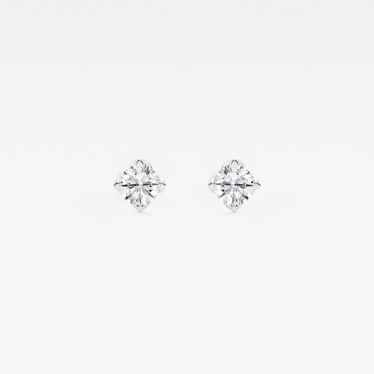 1/2 ctw Round Lab Grown Diamond Flower Petal Solitaire Stud Earrings