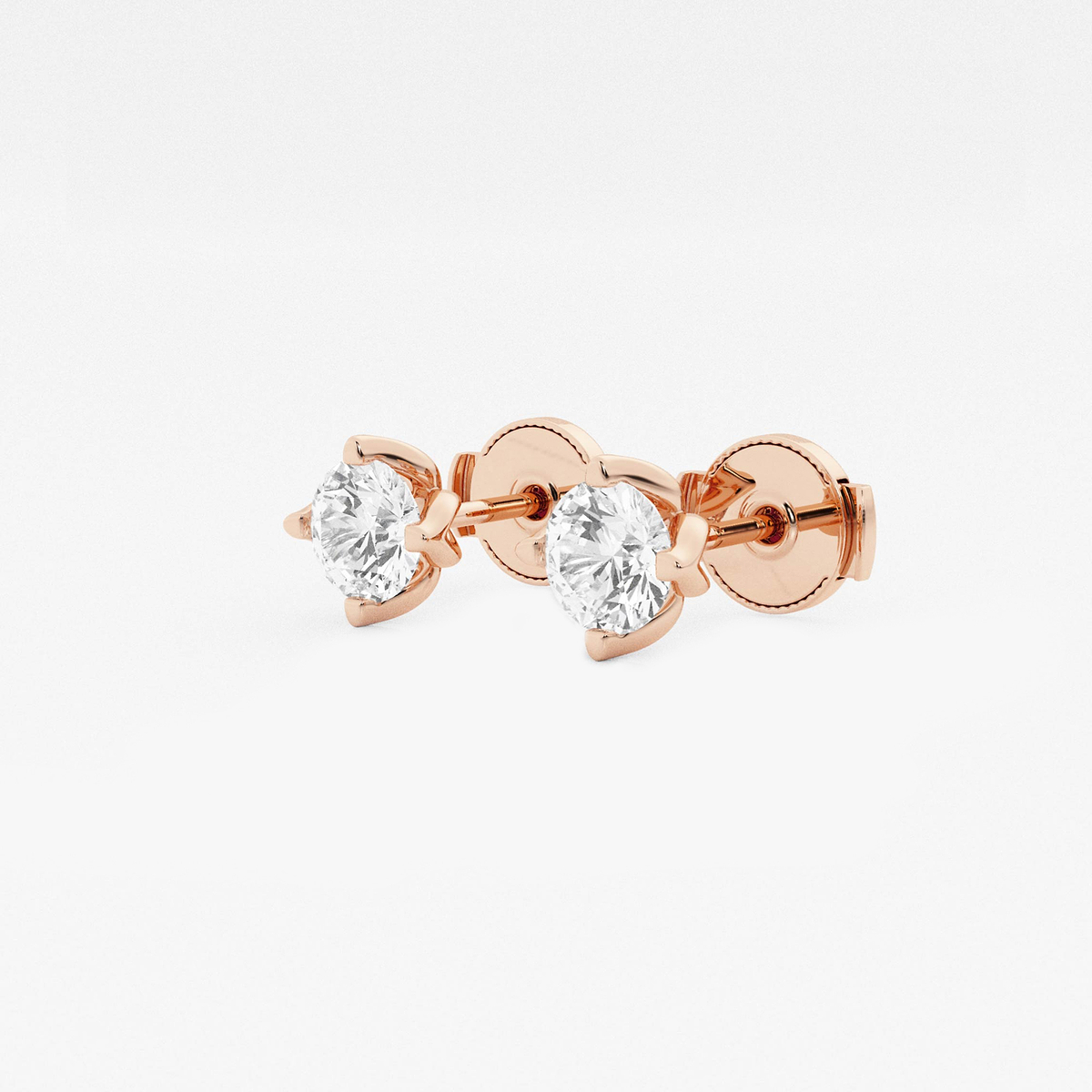 Additional Image 1 for  1 ctw Round Lab Grown Diamond Flower Petal Solitaire Stud Earrings
