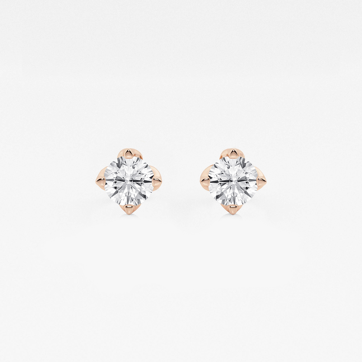 1 ctw Round Lab Grown Diamond Flower Petal Solitaire Stud Earrings