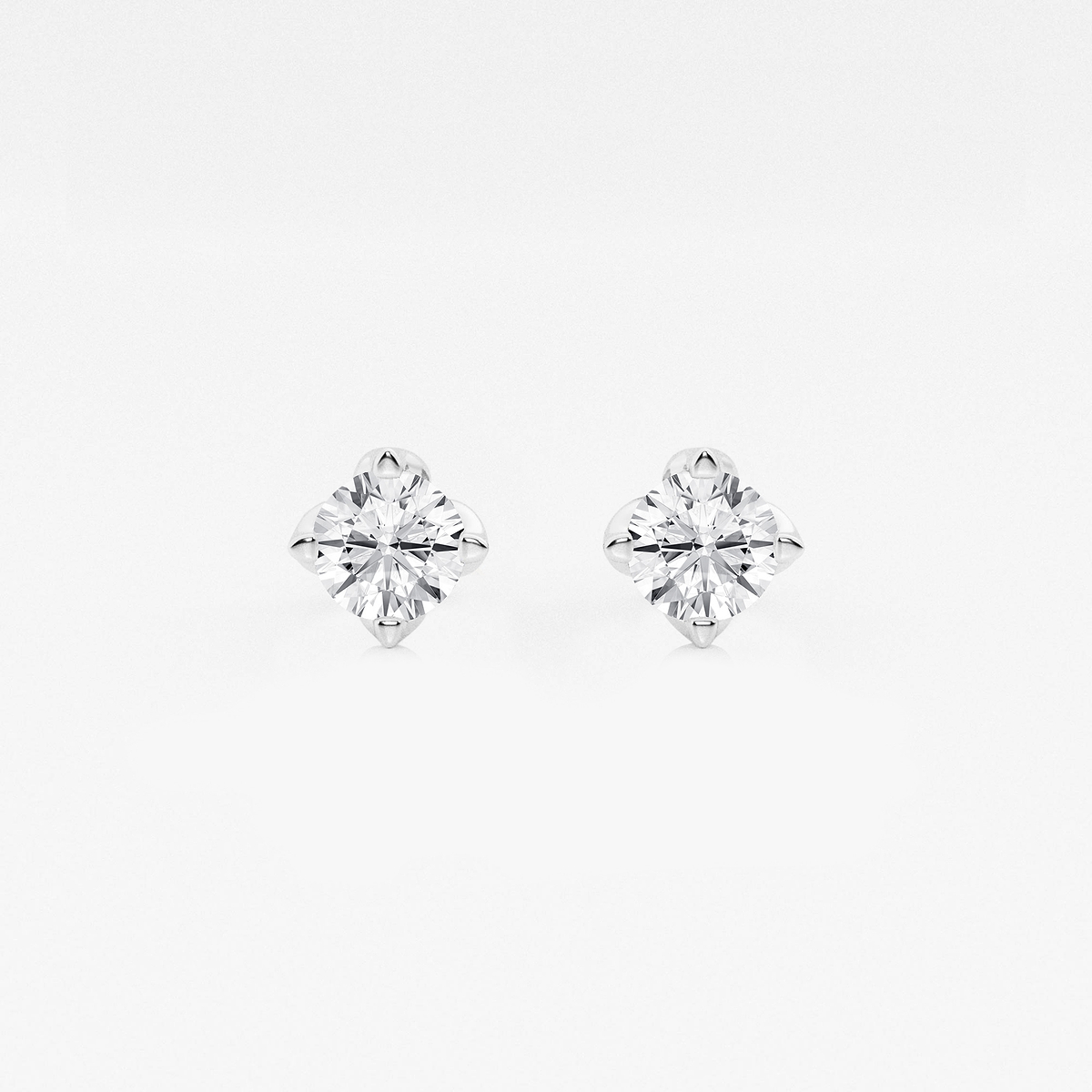 1 ctw Round Lab Grown Diamond Flower Petal Solitaire Stud Earrings