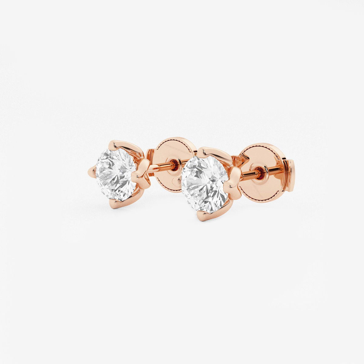 Additional Image 1 for  1 1/2 ctw Round Lab Grown Diamond Flower Petal Solitaire Stud Earrings