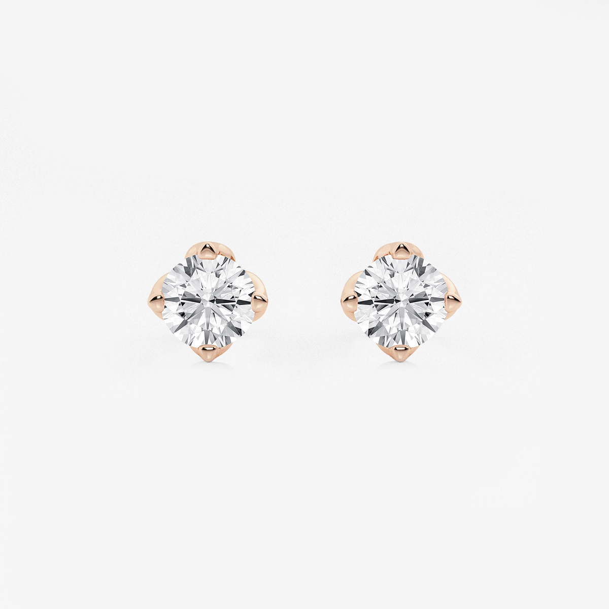 1 1/2 ctw Round Lab Grown Diamond Flower Petal Solitaire Stud Earrings