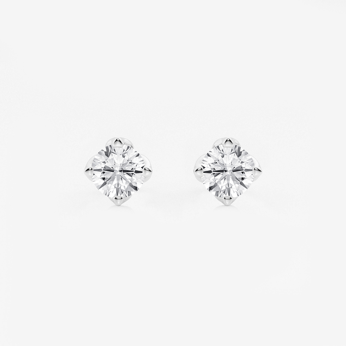1 1/2 ctw Round Lab Grown Diamond Flower Petal Solitaire Stud Earrings