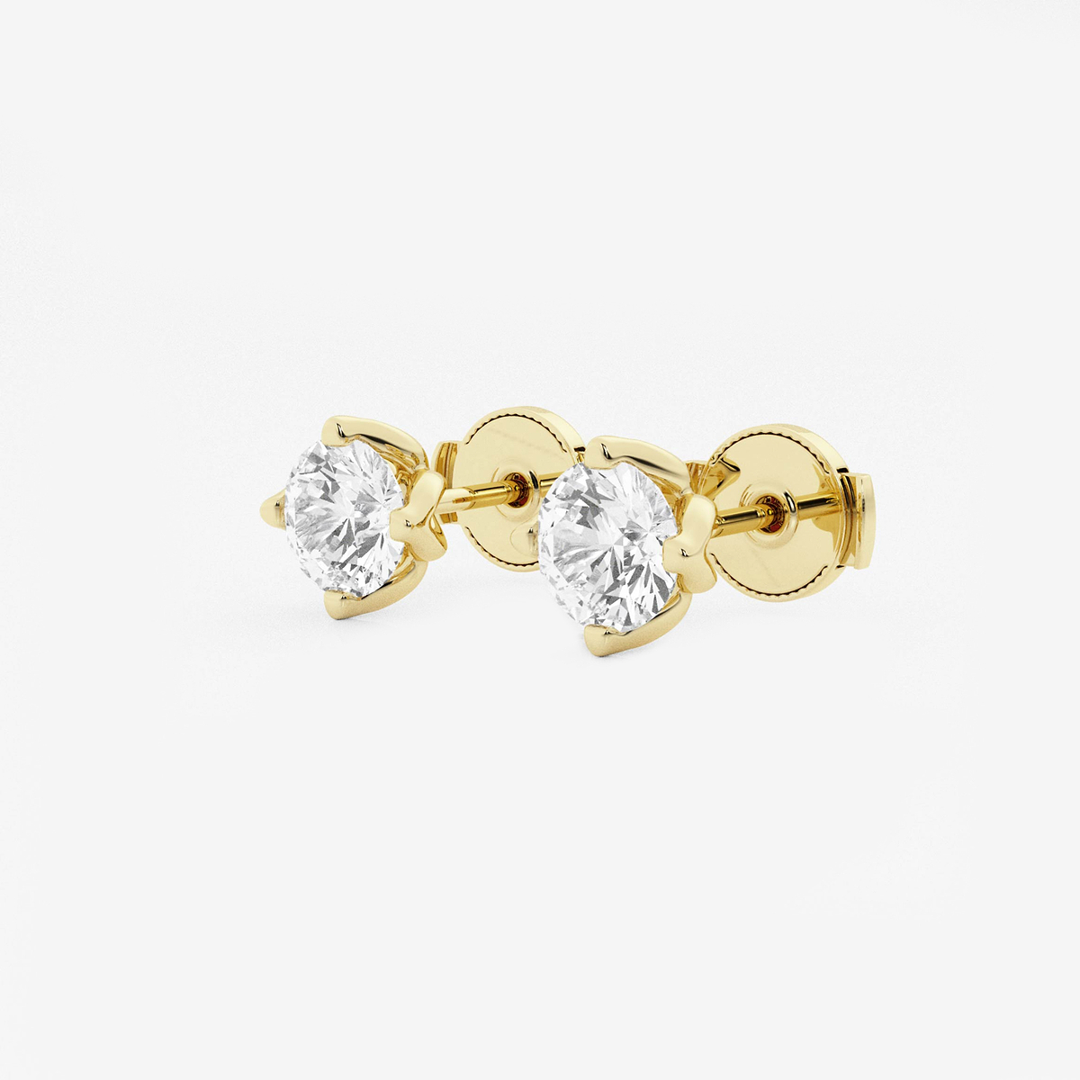 Additional Image 1 for  1 1/2 ctw Round Lab Grown Diamond Flower Petal Solitaire Stud Earrings