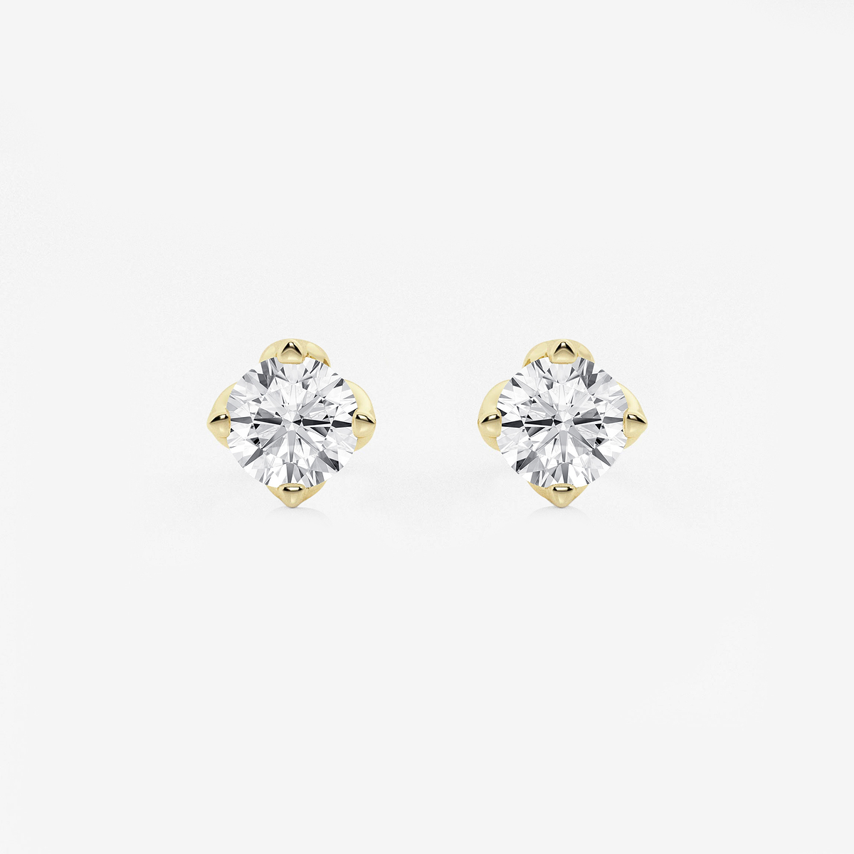1 1/2 ctw Round Lab Grown Diamond Flower Petal Solitaire Stud Earrings