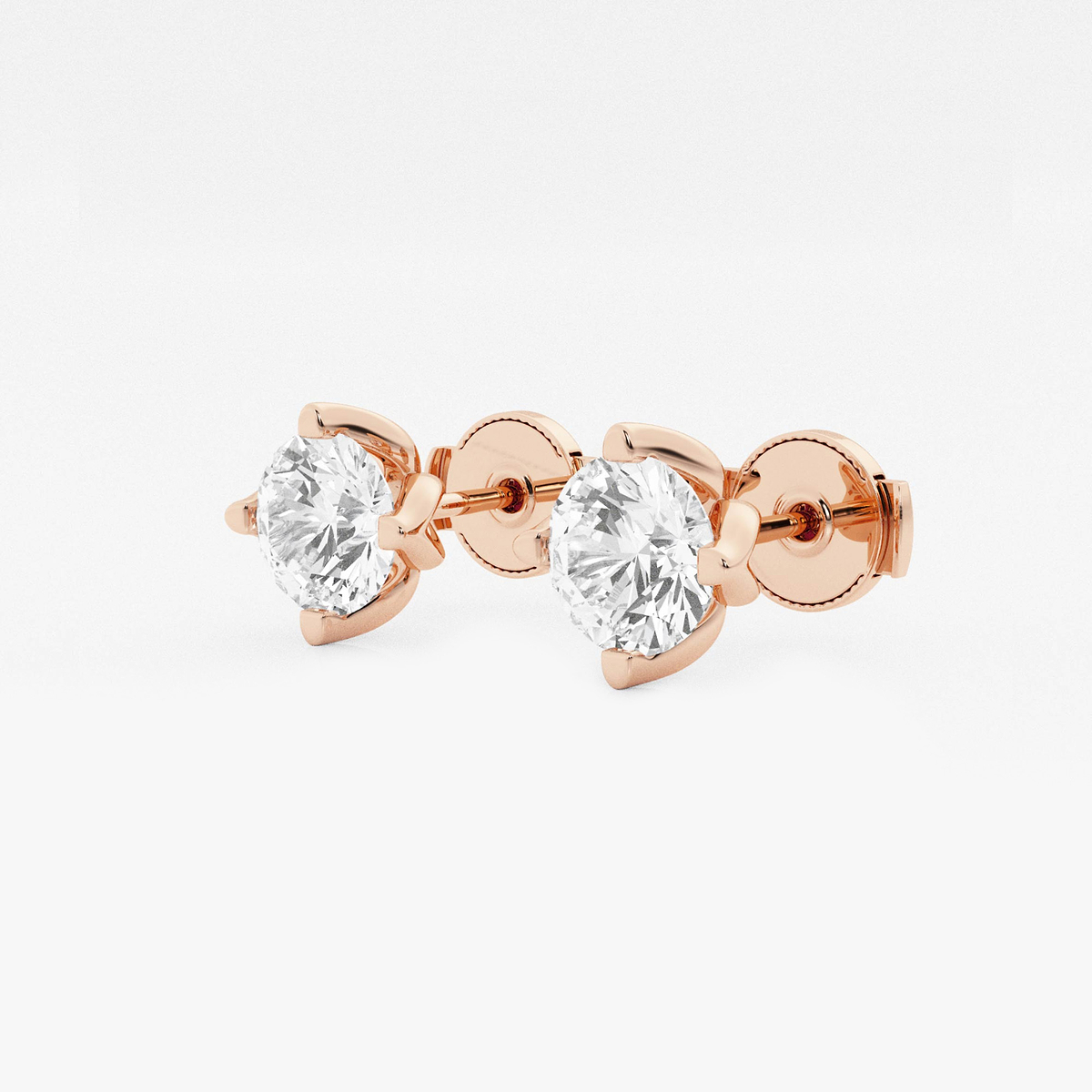 Additional Image 1 for  2 ctw Round Lab Grown Diamond Flower Petal Solitaire Certified Stud Earrings