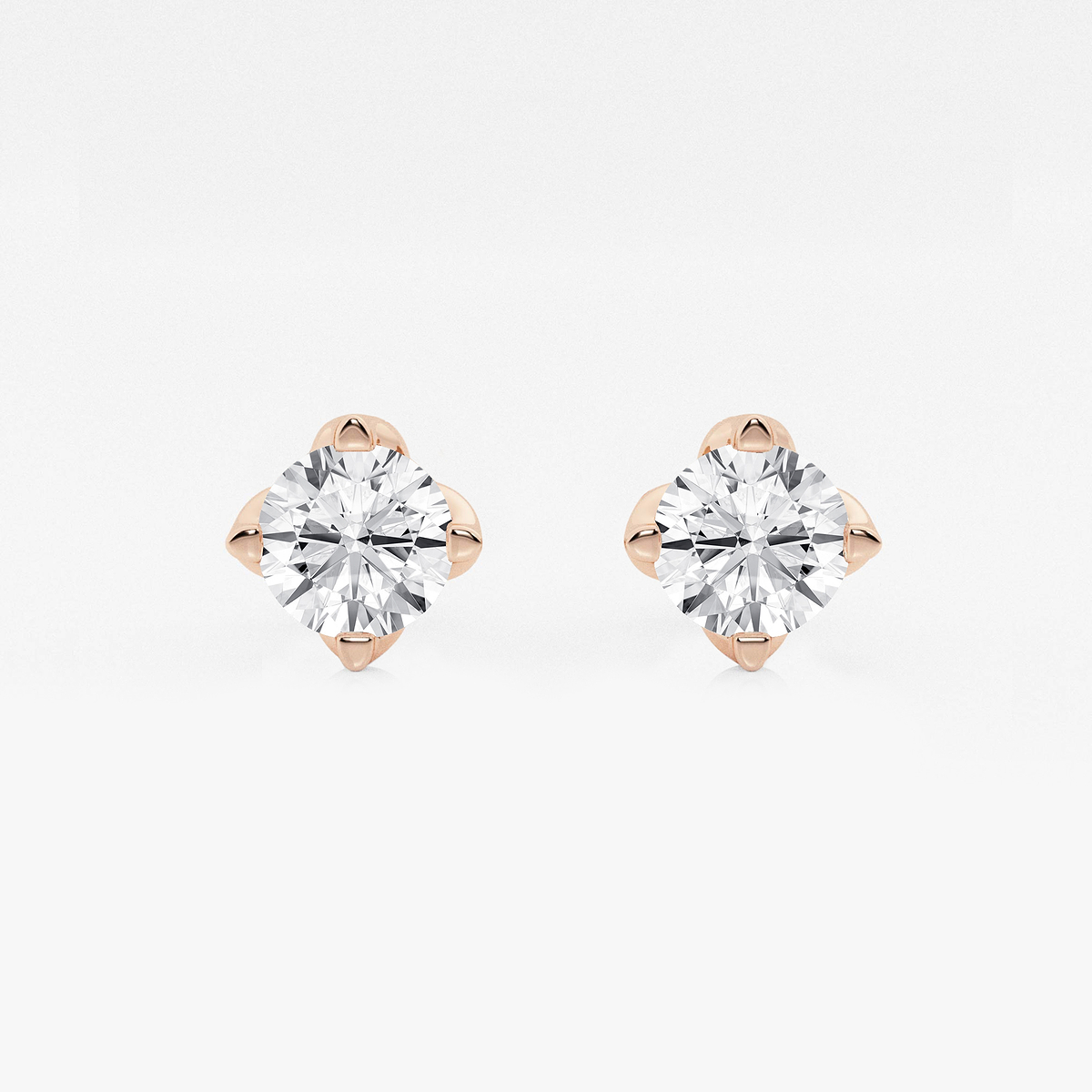 2 ctw Round Lab Grown Diamond Flower Petal Solitaire Certified Stud Earrings