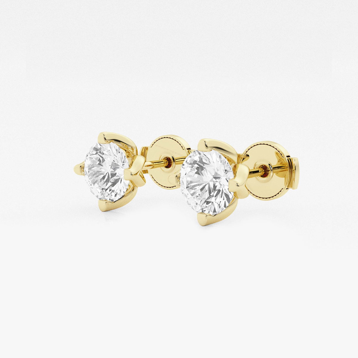 Additional Image 1 for  2 ctw Round Lab Grown Diamond Flower Petal Solitaire Certified Stud Earrings