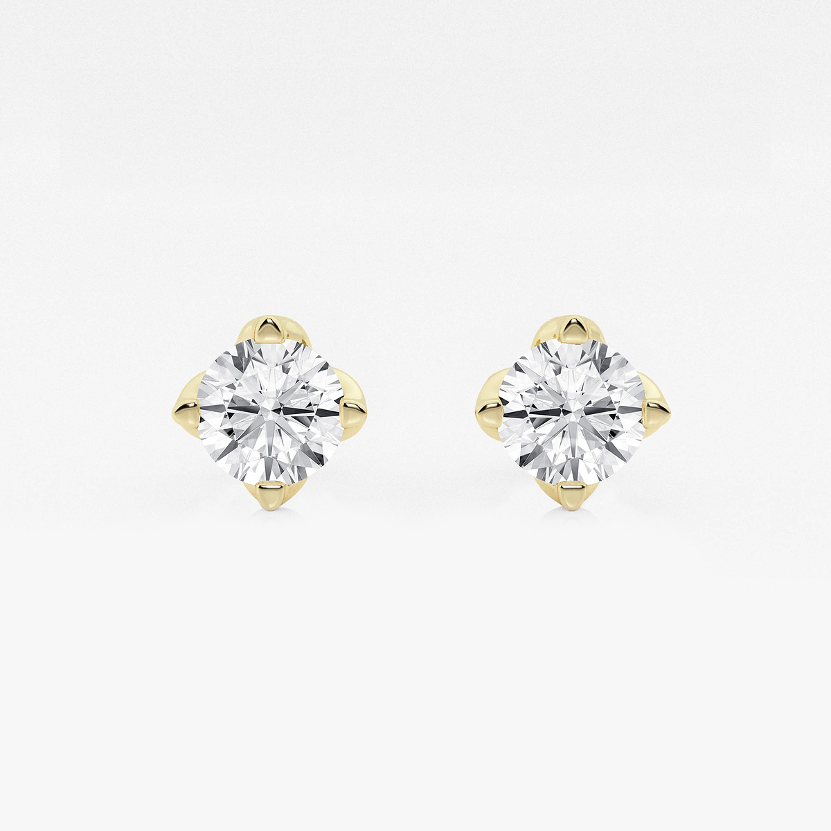 2 ctw Round Lab Grown Diamond Flower Petal Solitaire Certified Stud Earrings