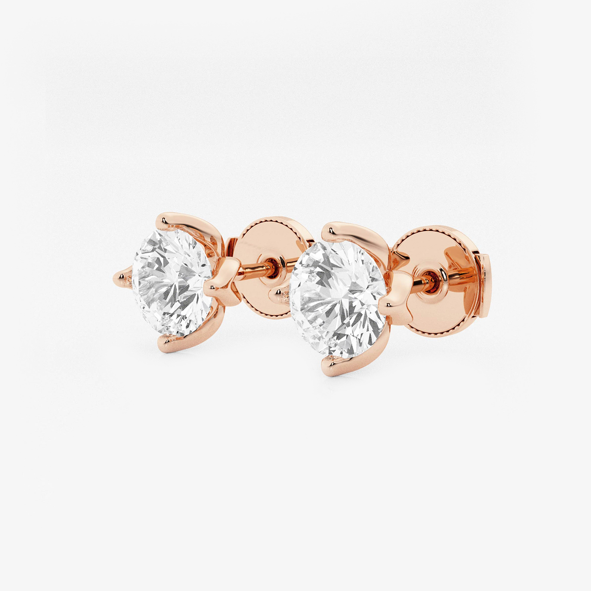 Additional Image 1 for  3 ctw Round Lab Grown Diamond Flower Petal Solitaire Certified Stud Earrings