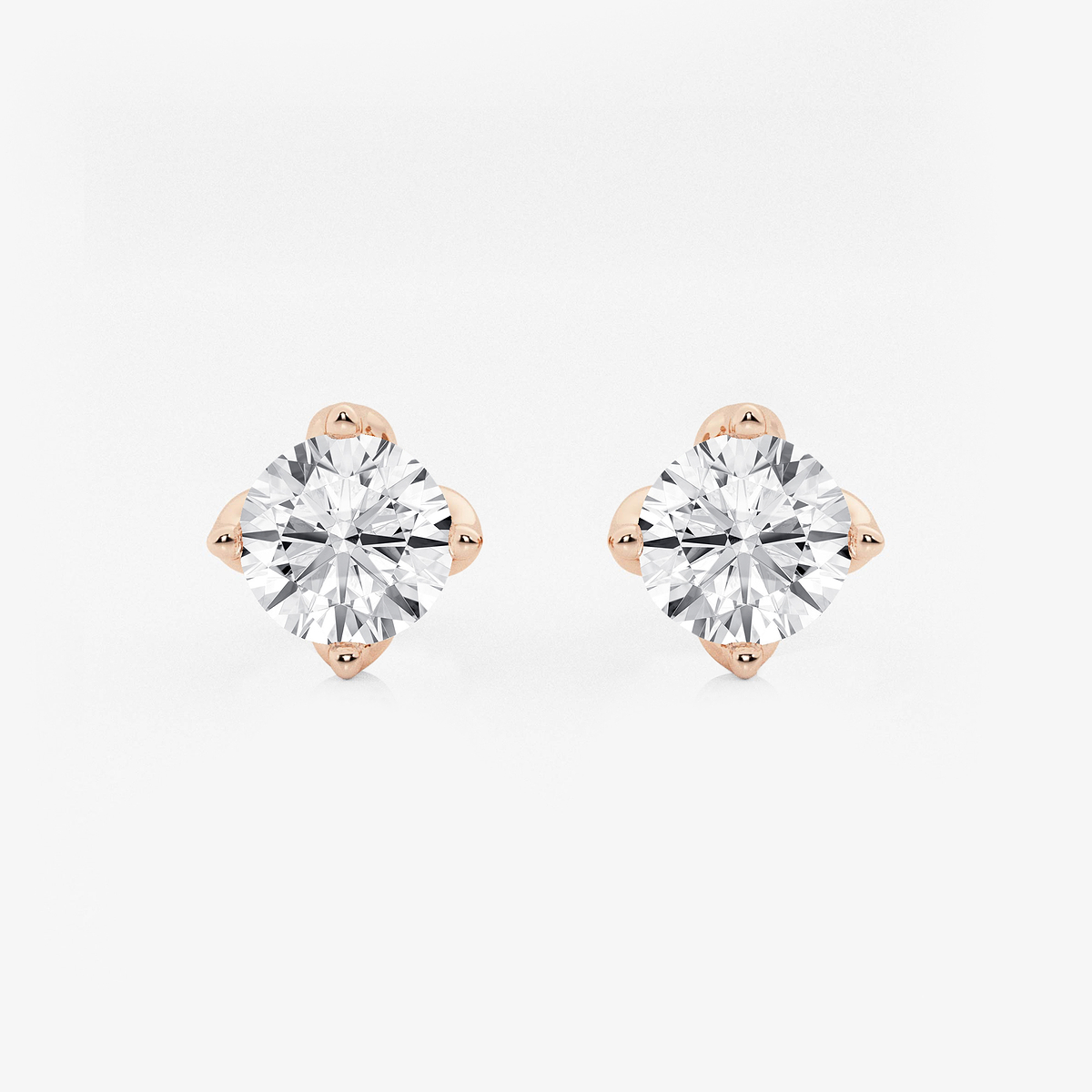 3 ctw Round Lab Grown Diamond Flower Petal Solitaire Certified Stud Earrings